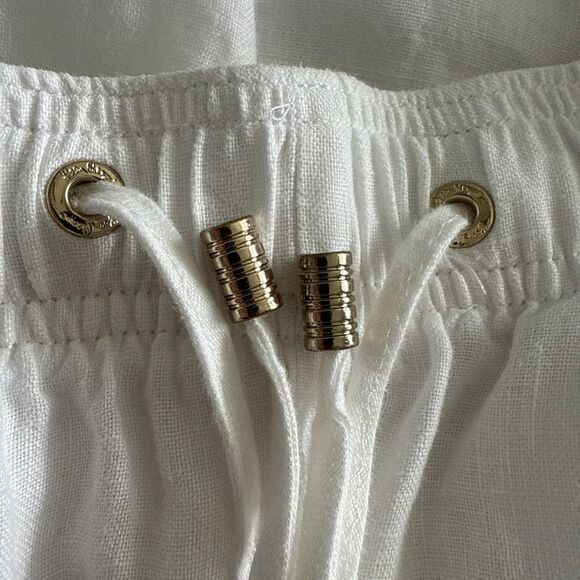 🌴 Lilly Pulitzer Womens White Linen Pants ~Elastic Waist Tapered Leg Size XS - Picture 7 of 7